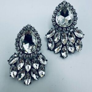 Elegant Silver Crystal & Rhinestone Drop Earrings